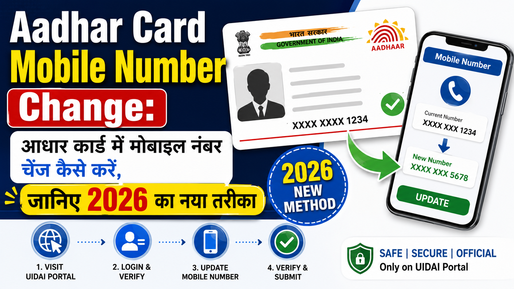Aadhar Card Mobile Number Change: आधार कार्ड में मोबाइल नंबर चेंज कैसे करें, जानिए 2026 का नया तरीका